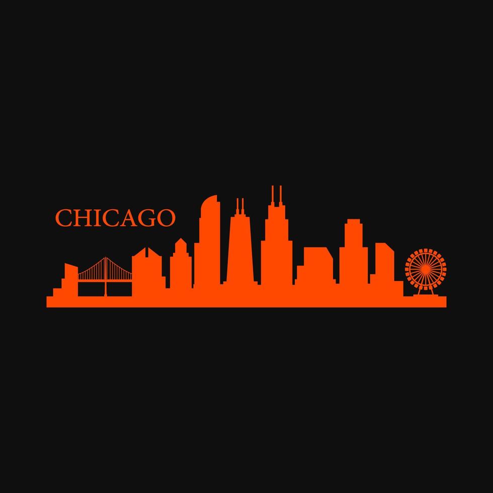 Chicago skyline illustrated vector