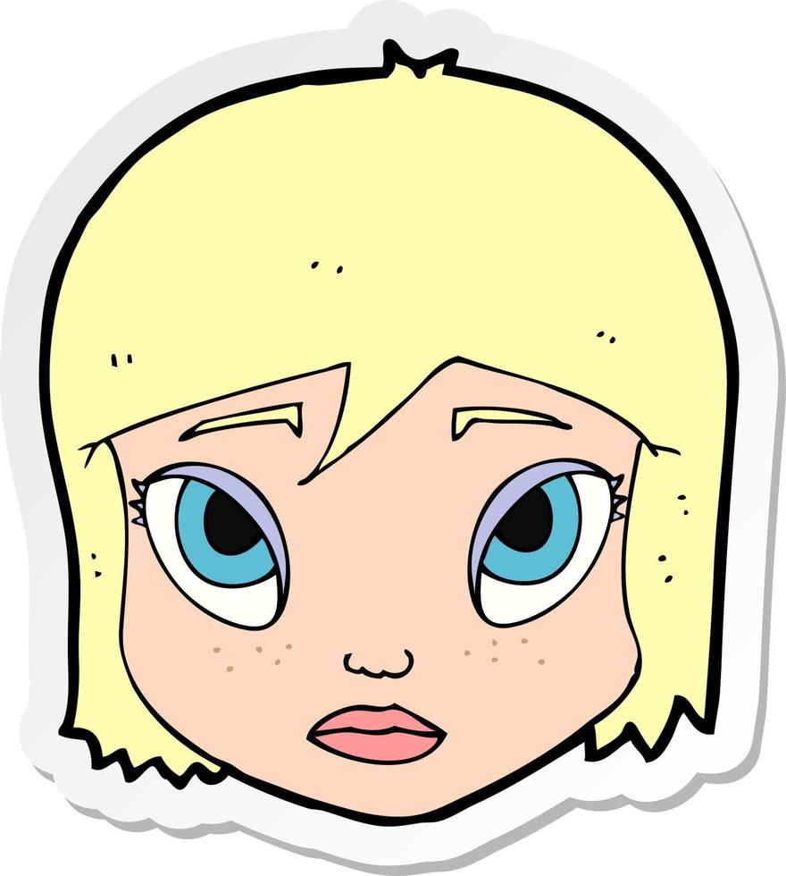 sticker of a cartoon female face vector