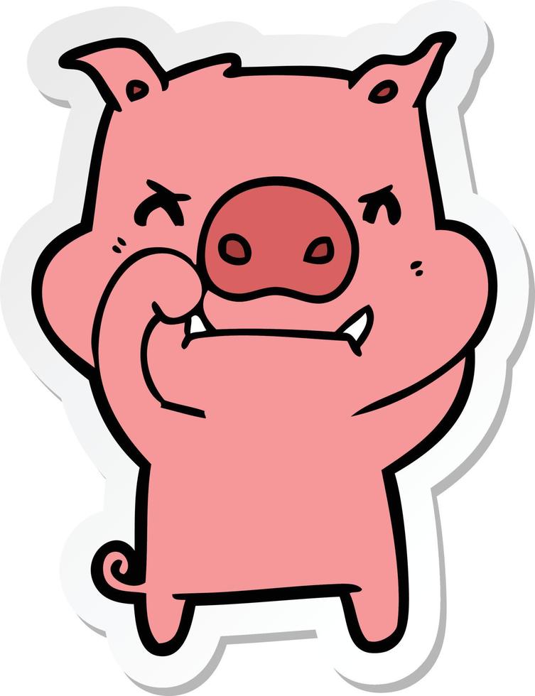 sticker of a angry cartoon pig vector