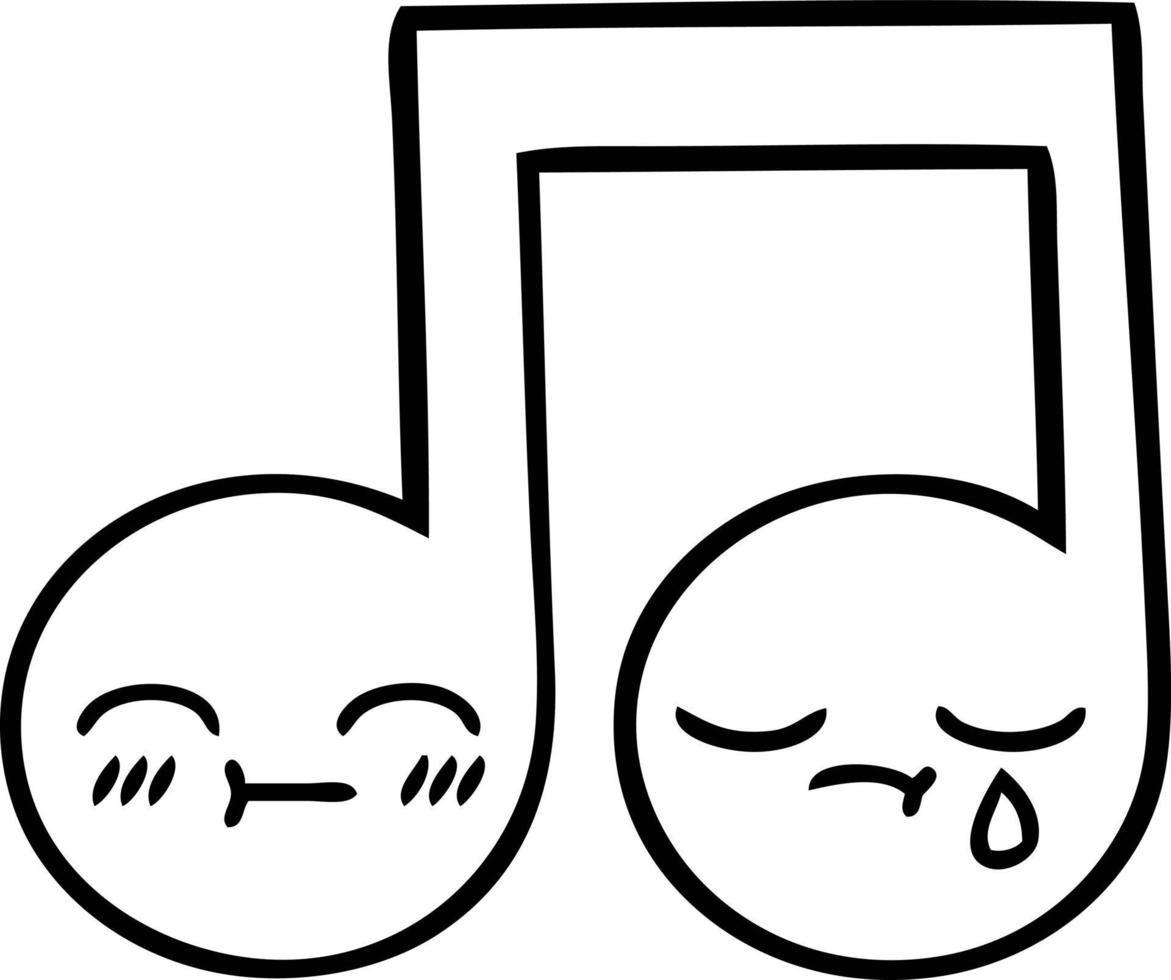 line drawing cartoon musical note vector