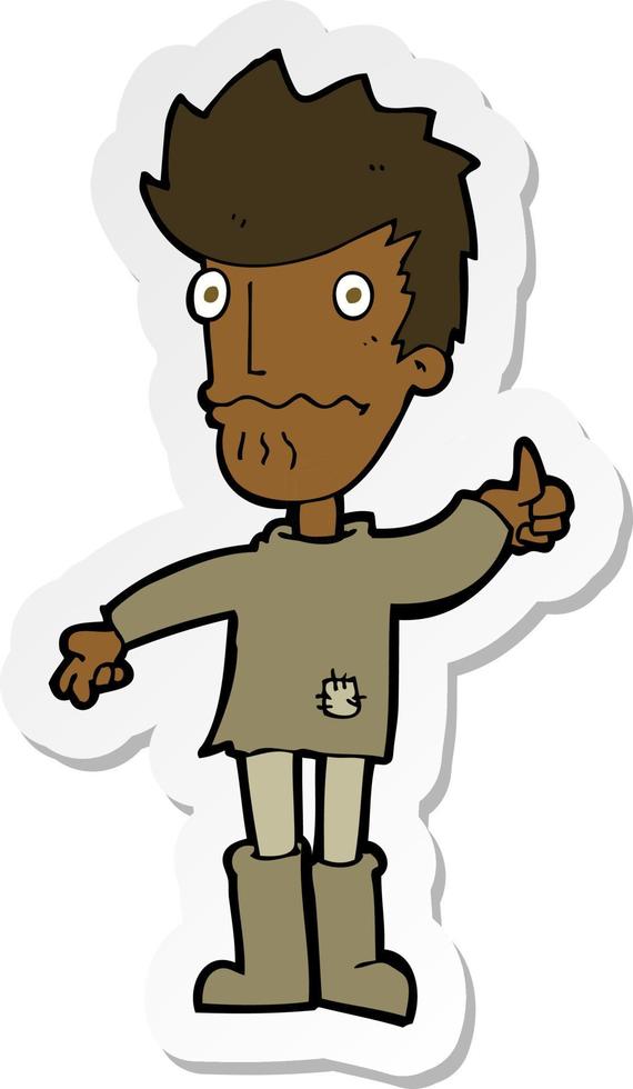 sticker of a cartoon worried man giving thumbs up symbol vector