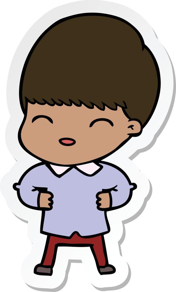sticker of a happy cartoon boy vector