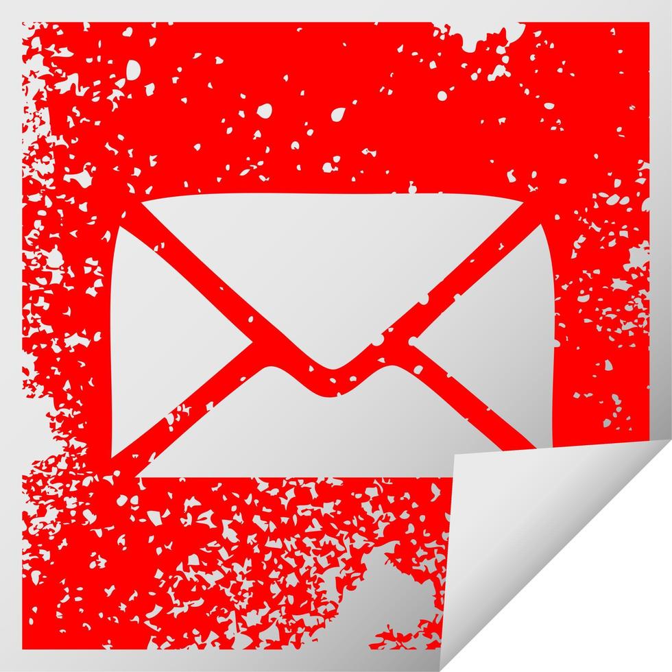 distressed square peeling sticker symbol paper envelope vector