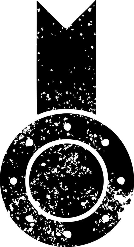distressed symbol gold medal vector