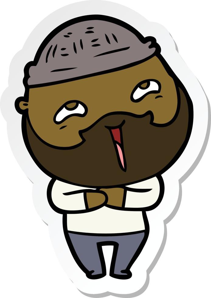 sticker of a cartoon happy bearded man vector