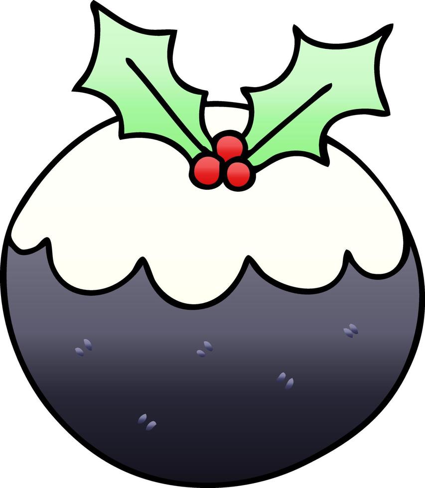 quirky gradient shaded cartoon christmas pudding vector
