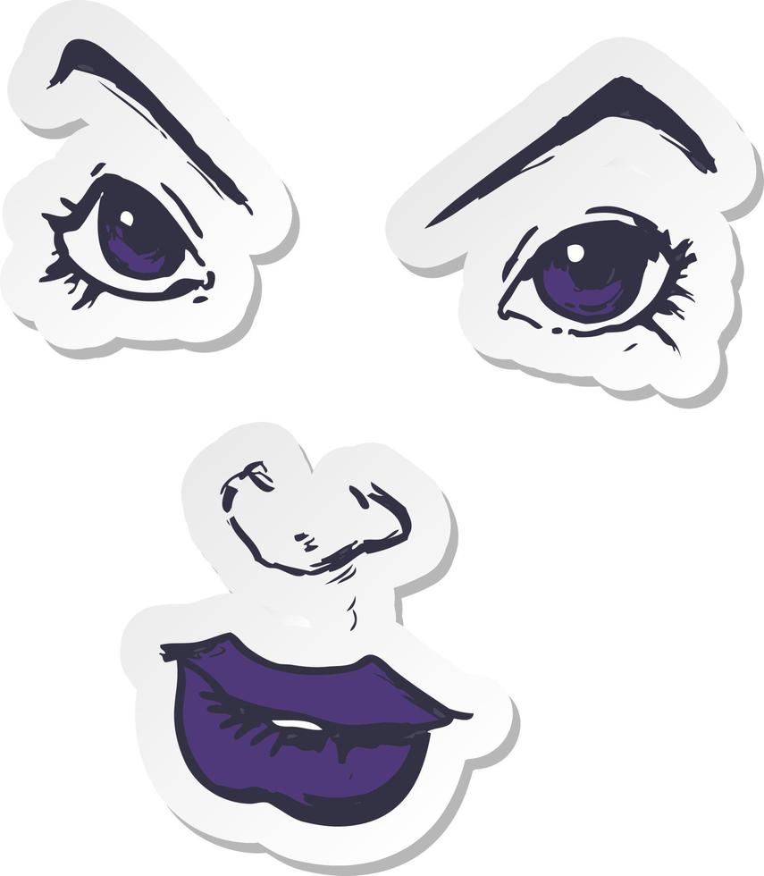 sticker of a cartoon comic book face vector