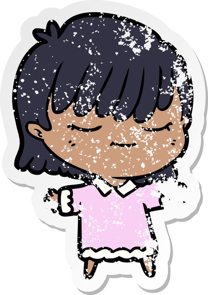 distressed sticker of a cartoon woman vector