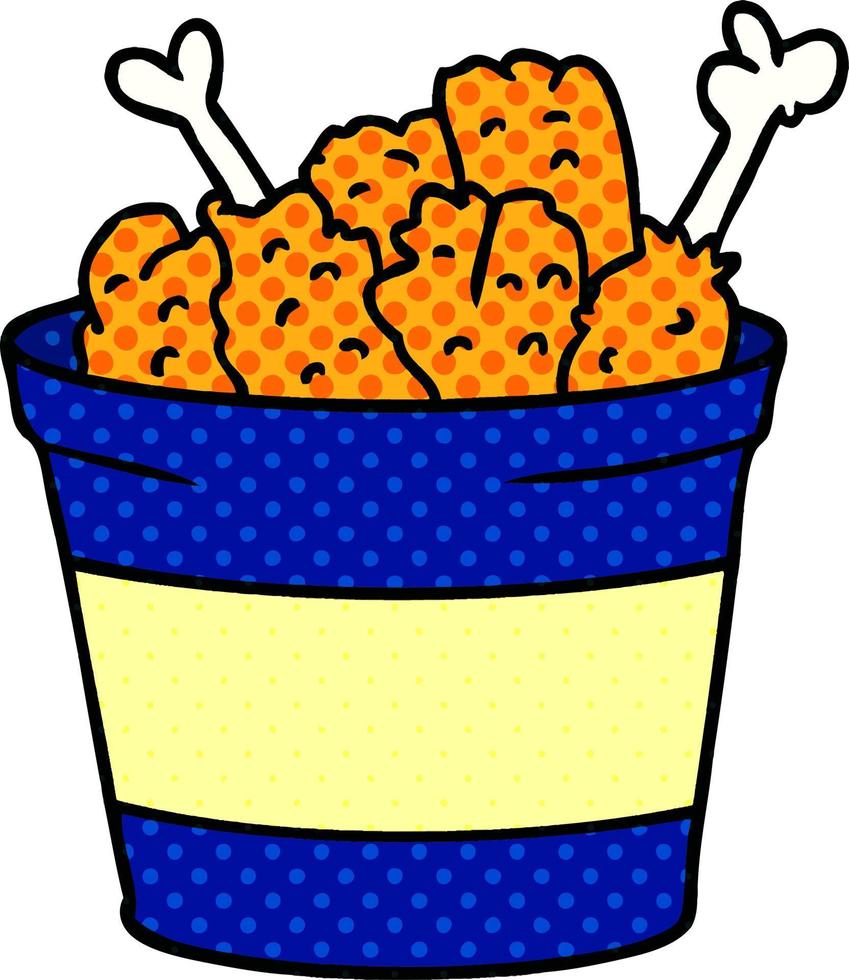 cartoon doodle bucket of fried chicken vector