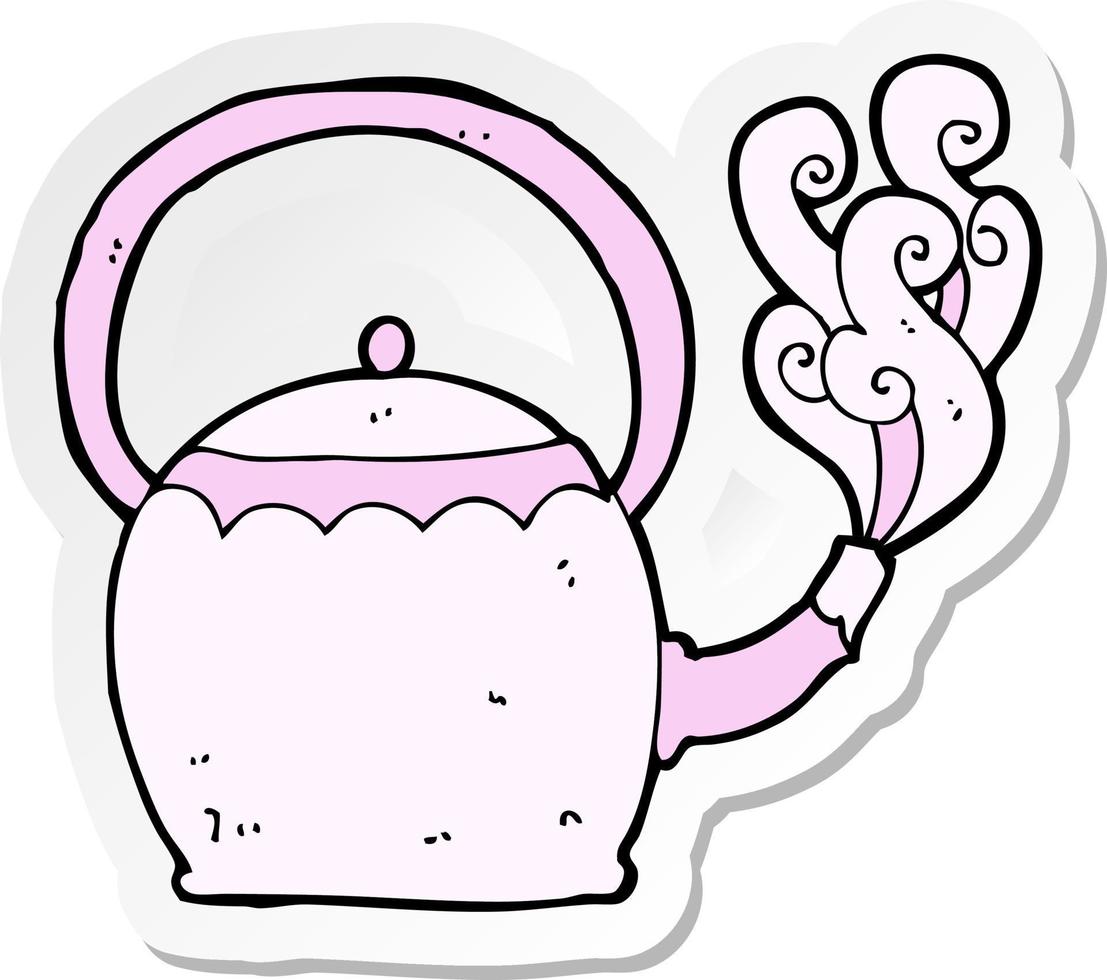 sticker of a cartoon tea pot vector