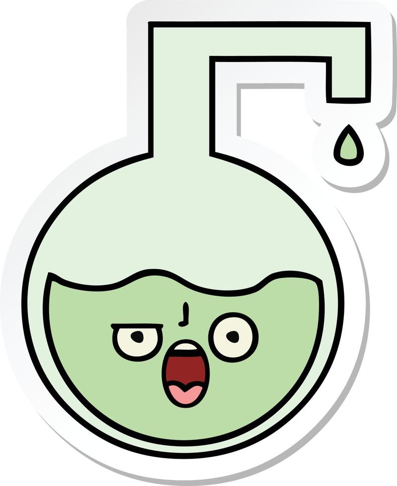 sticker of a cute cartoon science experiment vector