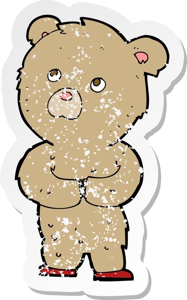 retro distressed sticker of a cartoon teddy bear vector