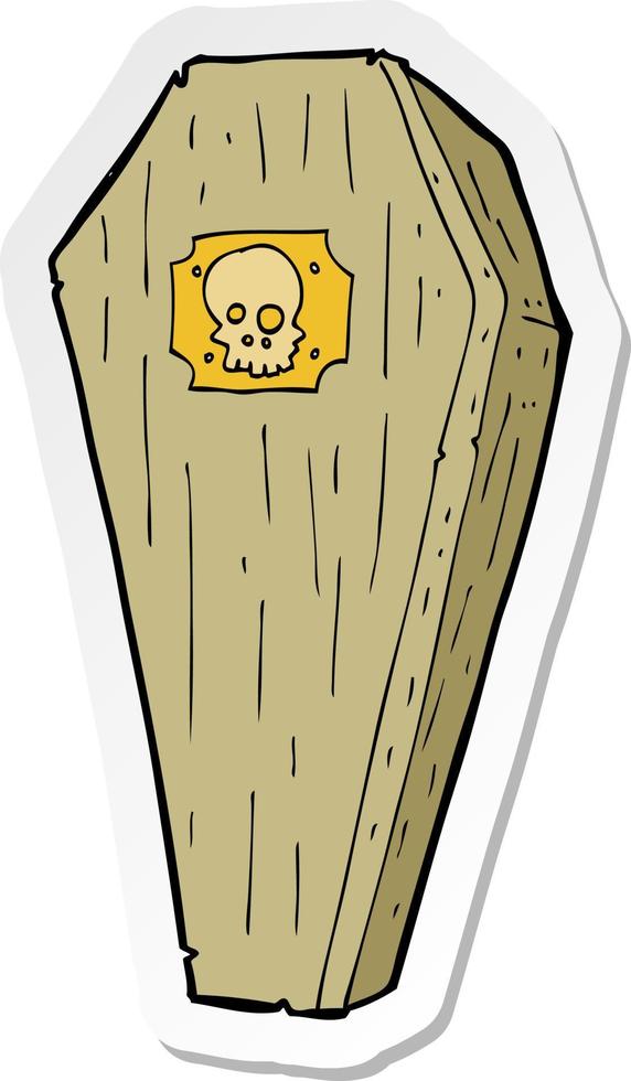 sticker of a spooky cartoon coffin vector