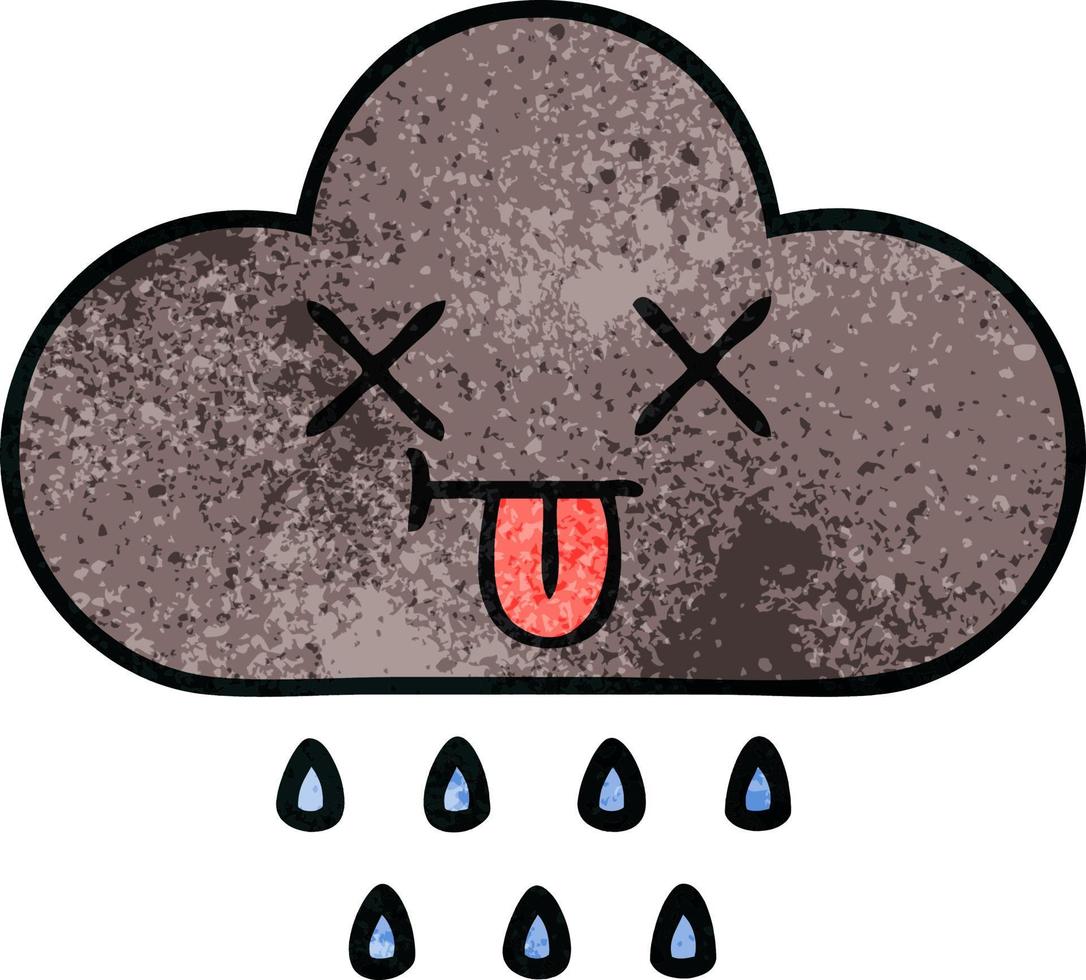 retro grunge texture cartoon storm rain cloud vector