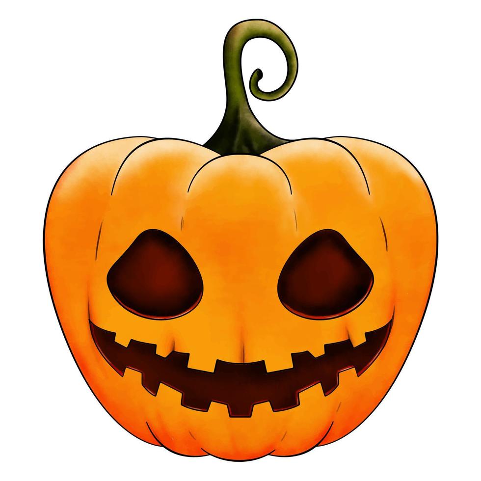 vector de calabaza de halloween realista. una cara feliz aislada en un fondo blanco. para postales, decoración, tela, camisetas