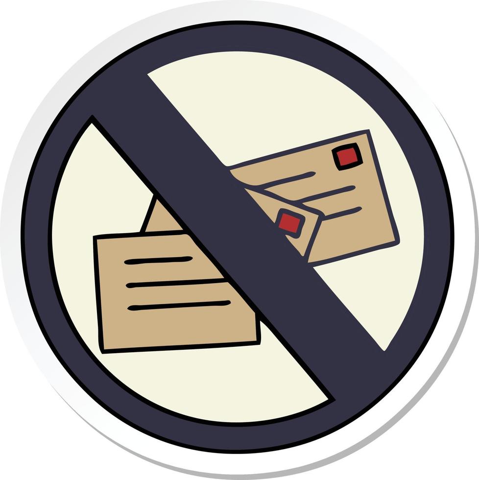 sticker of a cute cartoon no post sign vector