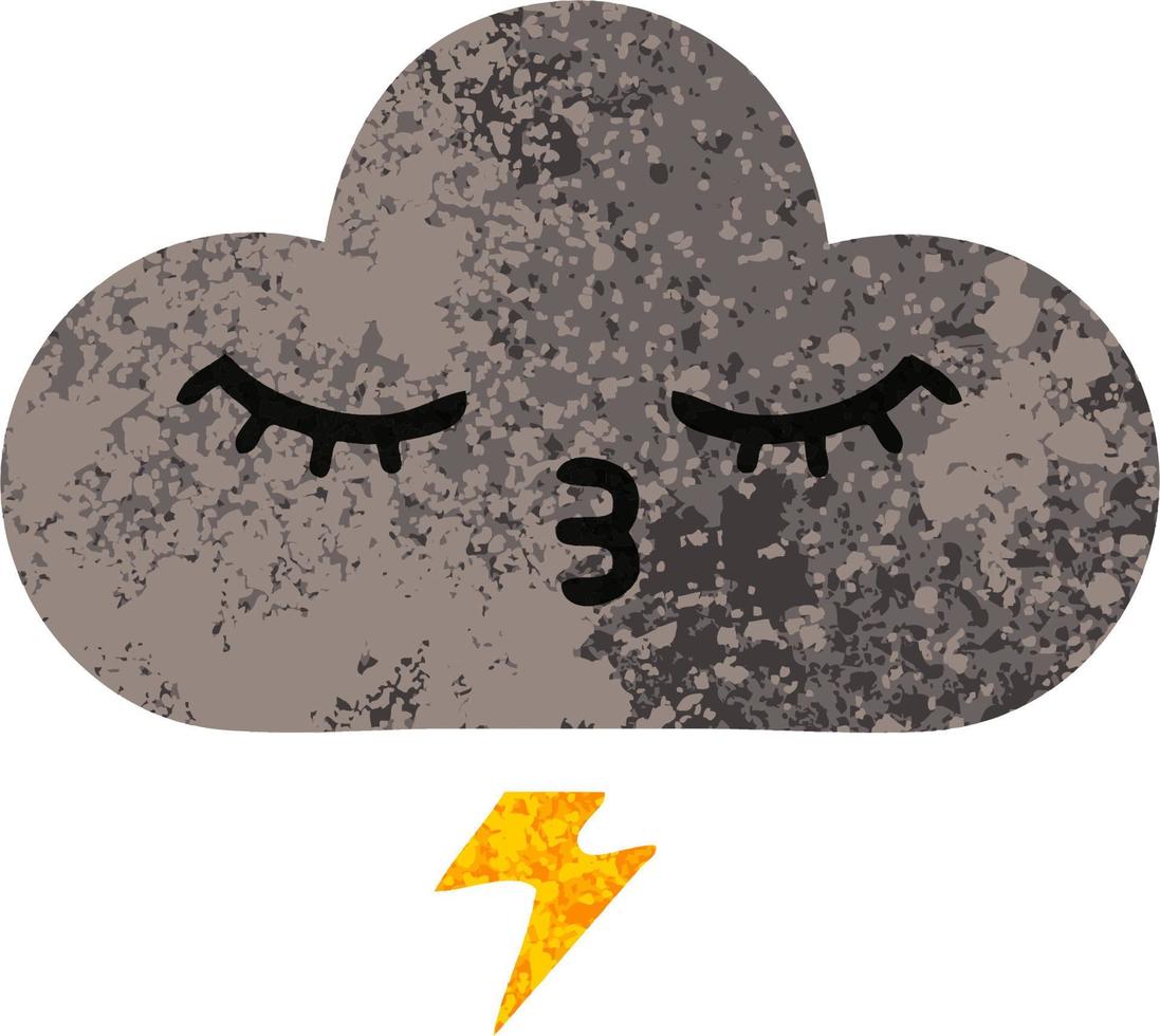 retro illustration style cartoon storm cloud vector