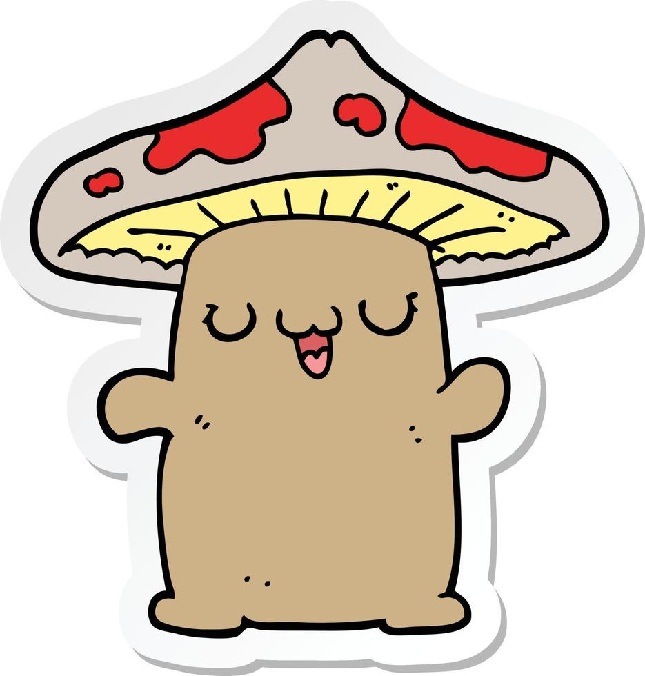 sticker of a cartoon mushroom creature vector