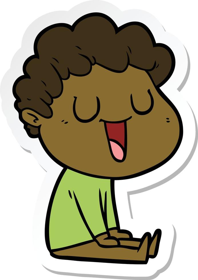 sticker of a laughing cartoon man vector