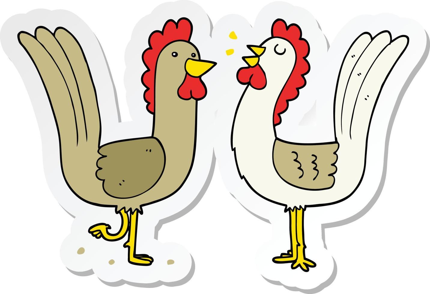 sticker of a cartoon chickens vector