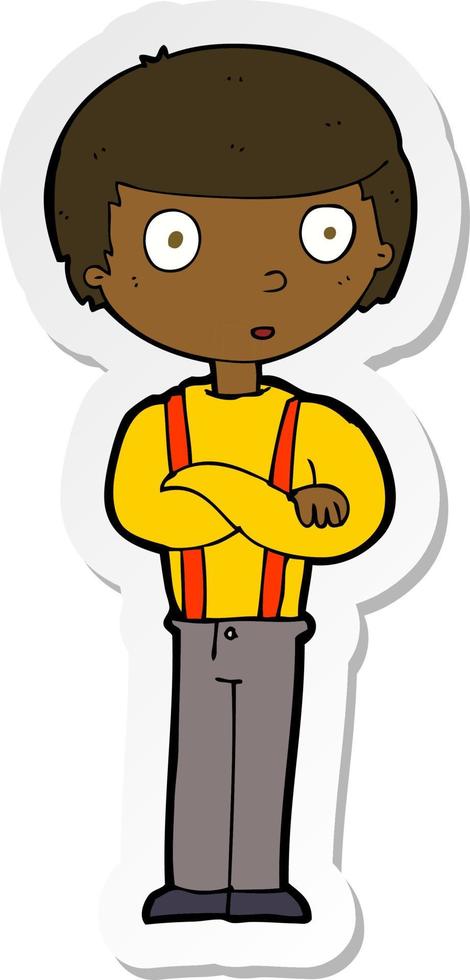 sticker of a cartoon staring boy vector