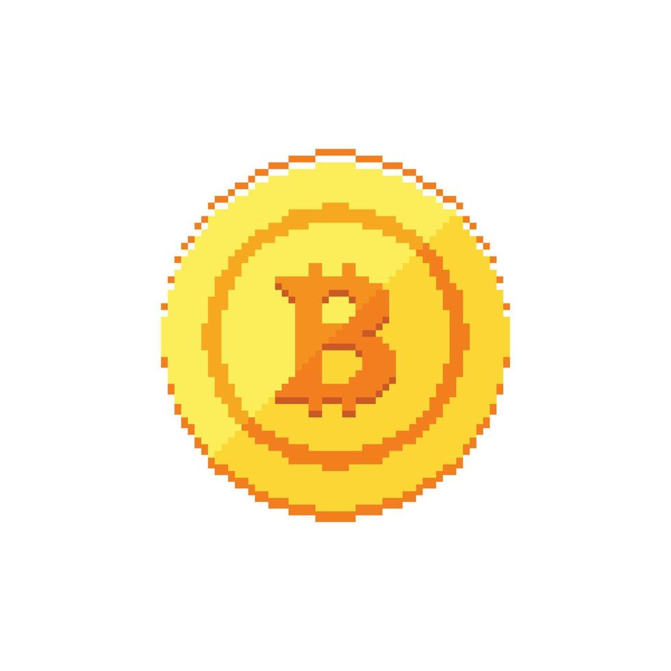 Bitcoin.  Pixel art line icon vector illustration