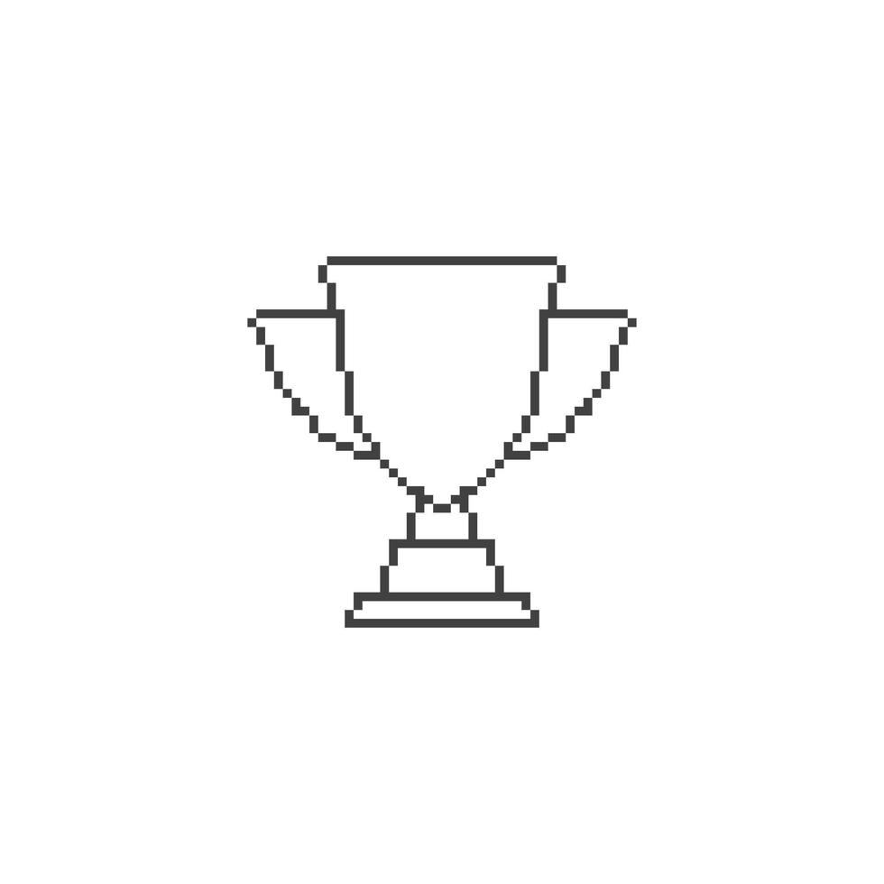 trofeo, premio de copa. ilustración de vector de icono de línea de arte de píxeles