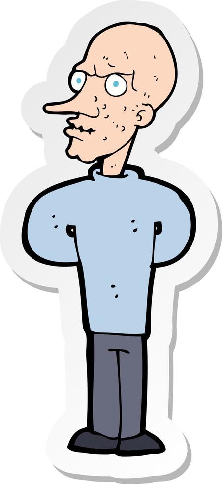 sticker of a cartoon evil bald man vector