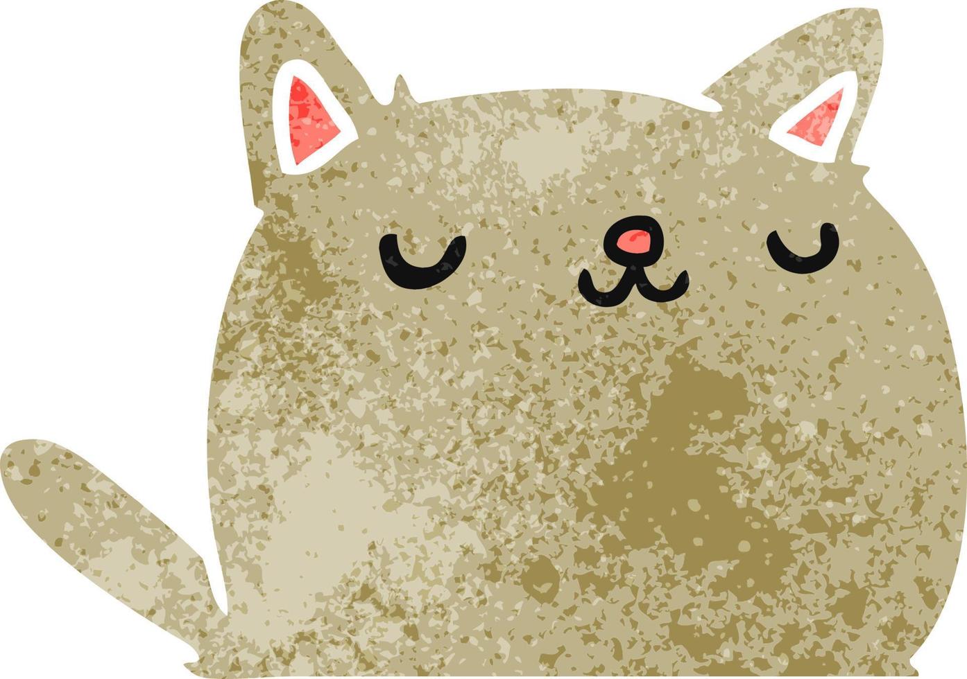 retro cartoon of cute kawaii cat vector