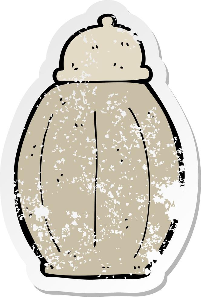 retro distressed sticker of a cartoon old jar vector