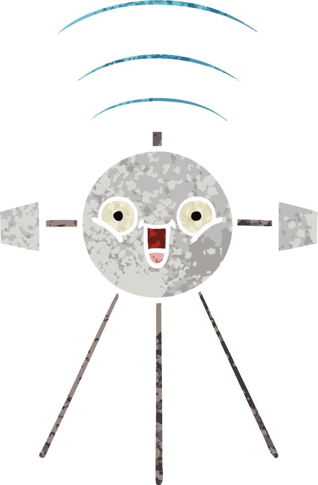 retro illustration style cartoon satellite vector