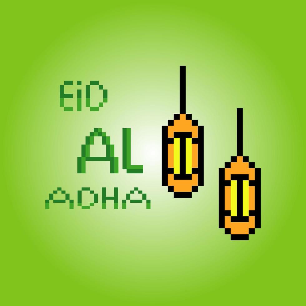 linterna eid al adha con pixel art. ilustración vectorial vector