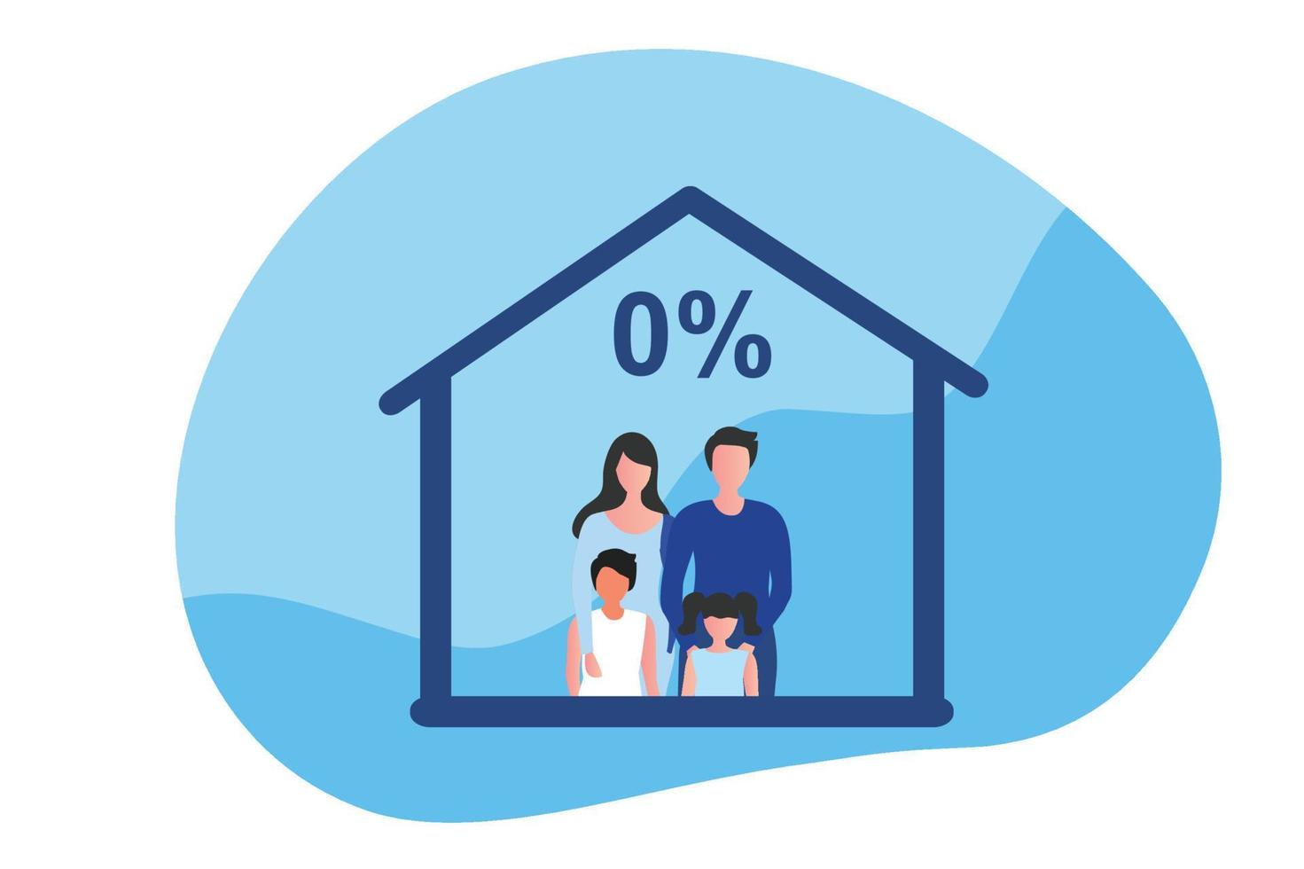 tasa de interés de la casa de préstamo hipotecario, concepto de hipoteca de préstamo y propiedad familia comprar ilustración de vector de casa