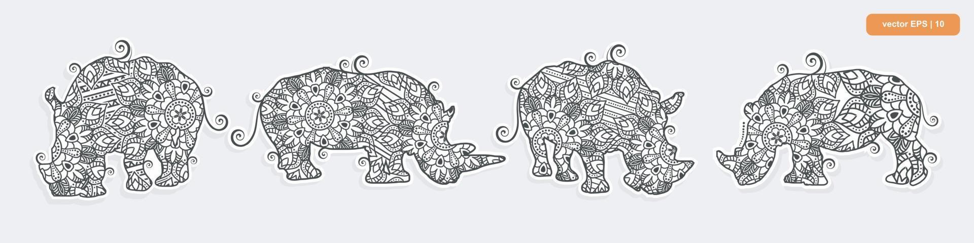 RHINOS Mandala. Boho Style elements. vector