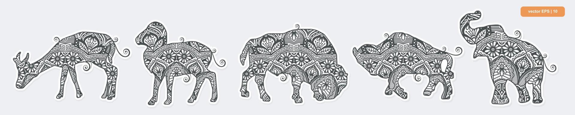 arte de mandala animal. elementos de estilo boho. vector