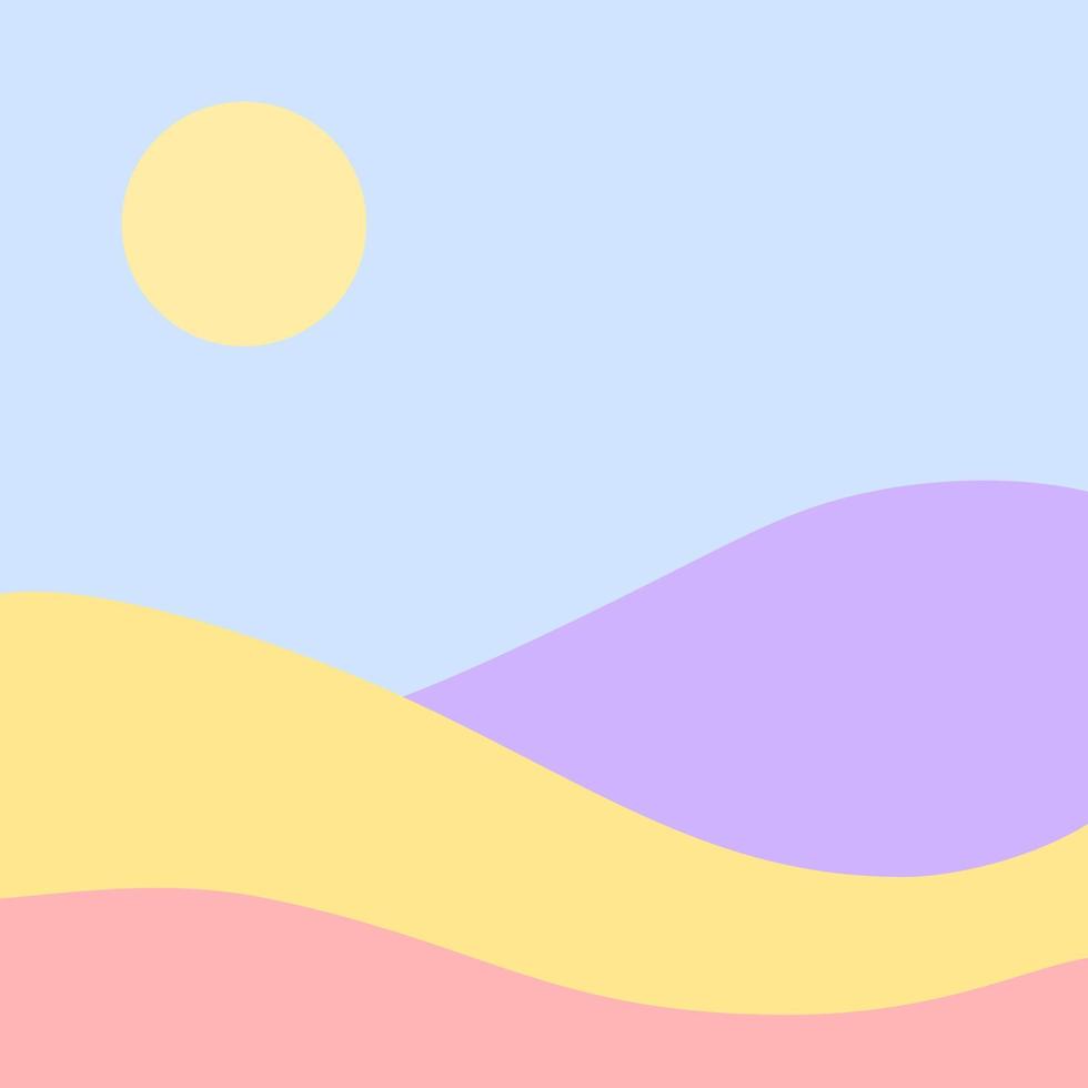 illustration of sun and hill with pastel color vector