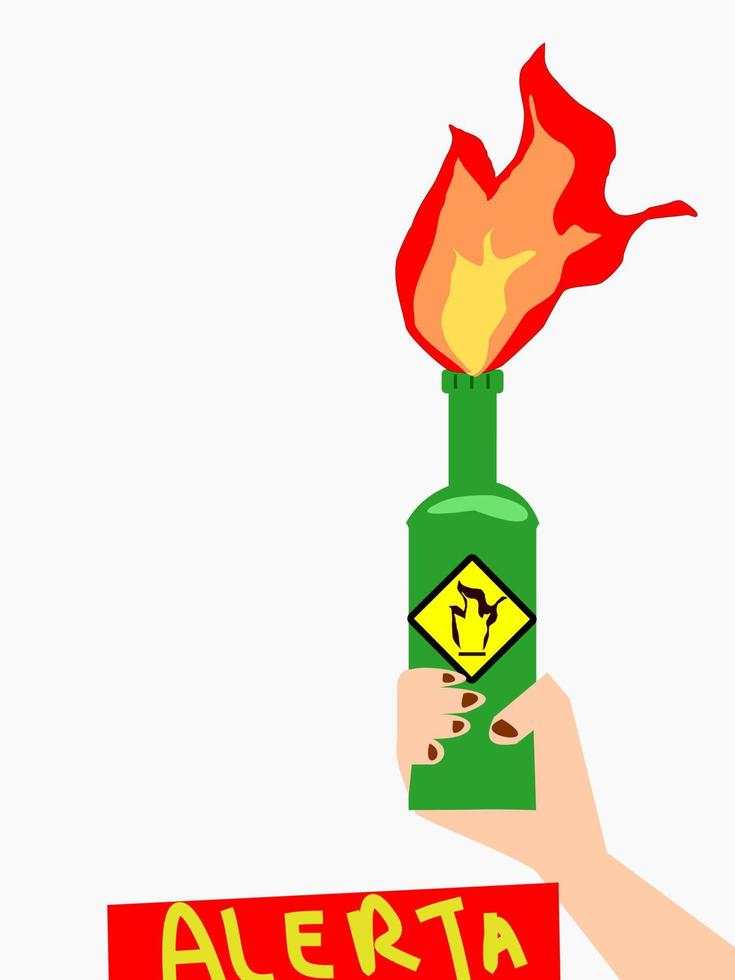 mano sosteniendo un cóctel molotov. símbolo de la revolución. símbolo de rebelión. símbolo de la insurrección. vector