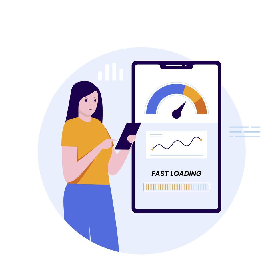 diseño plano de la prueba de velocidad de carga de la página web vector