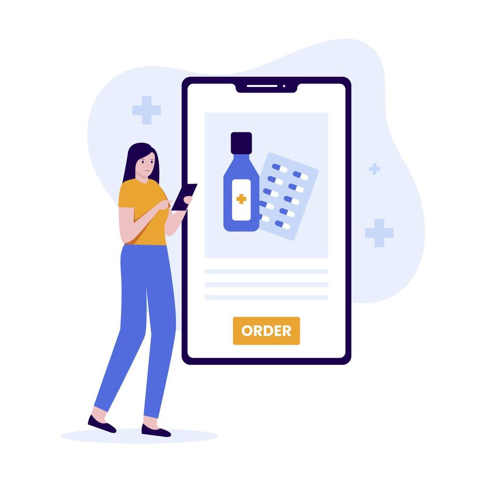 Online pharmacy ordering illustration design concept vector