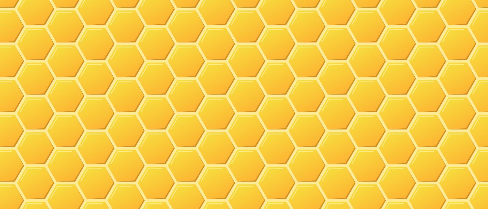 Golden honeyed comb grid texture and geometric hive hexagonal honeycombs. Gold honey hexagonal cells seamless texture. Honeycombs bright background. Vector illustration