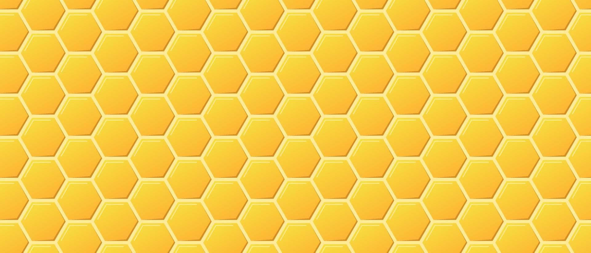 Golden honeyed comb grid texture and geometric hive hexagonal honeycombs. Gold honey hexagonal cells seamless texture. Honeycombs bright background. Vector illustration