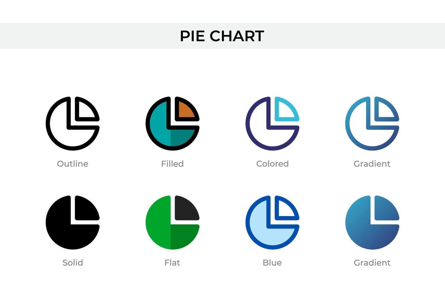 Pie Chart icon in different style. Pie Chart vector icons designed in outline, solid, colored, filled, gradient, and flat style. Symbol, logo illustration. Vector illustration