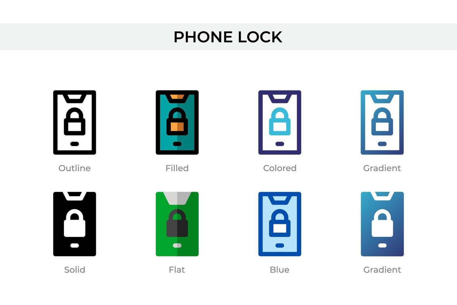 Phone Lock icon in different style. Phone Lock vector icons designed in outline, solid, colored, filled, gradient, and flat style. Symbol, logo illustration. Vector illustration