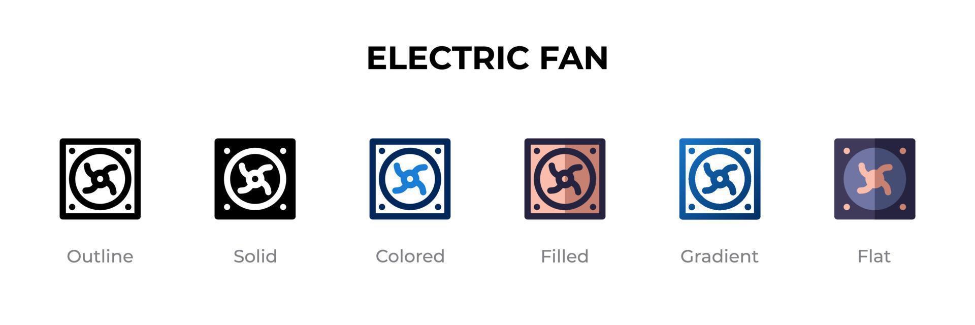 Electric Fan icon in different style. Electric Fan vector icons designed in outline, solid, colored, filled, gradient, and flat style. Symbol, logo illustration. Vector illustration