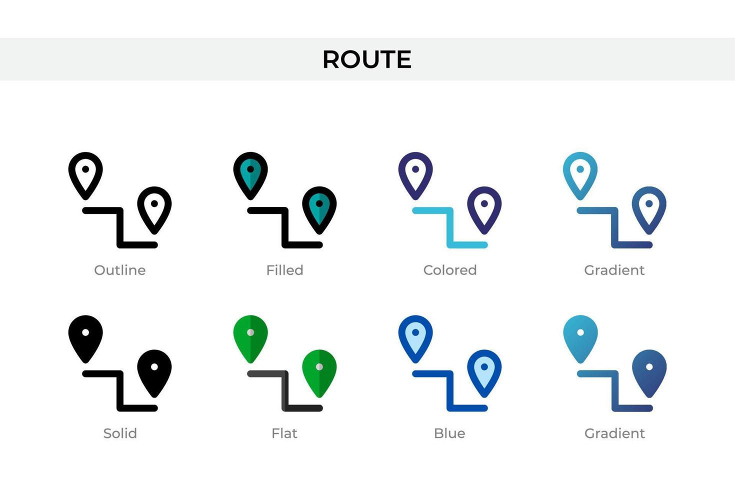 Route icon in different style. Route vector icons designed in outline, solid, colored, filled, gradient, and flat style. Symbol, logo illustration. Vector illustration