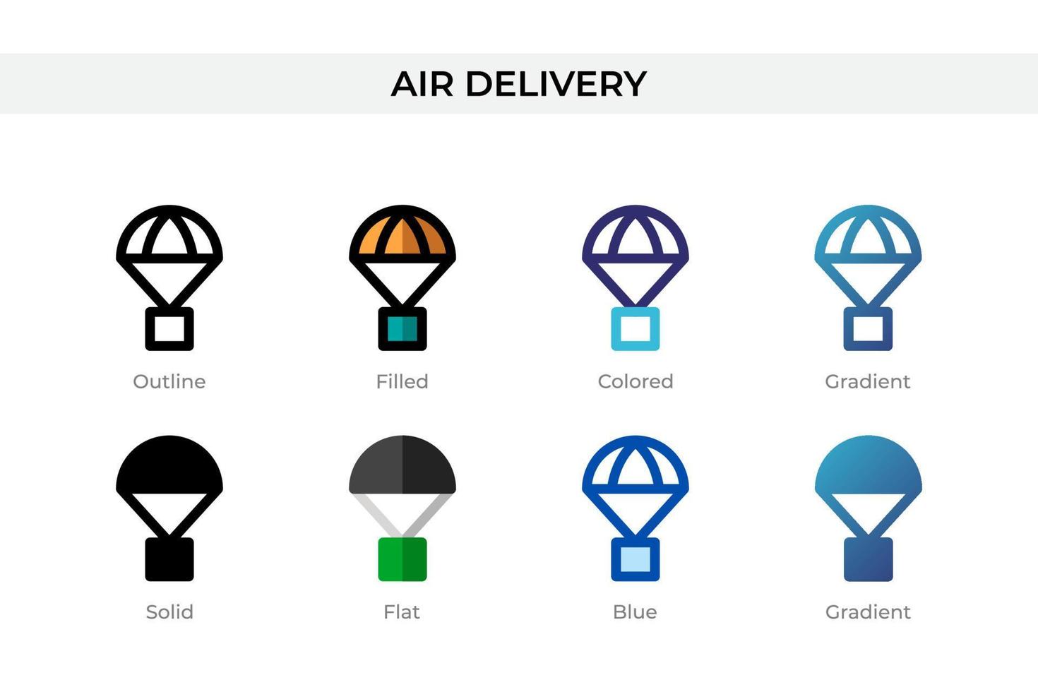 Air Delivery icon in different style. Air Delivery vector icons designed in outline, solid, colored, filled, gradient, and flat style. Symbol, logo illustration. Vector illustration