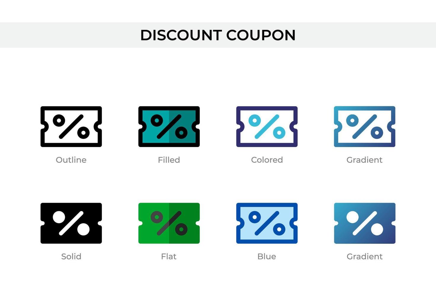 Discount Coupon icon in different style. Discount Coupon vector icons designed in outline, solid, colored, filled, gradient, and flat style. Symbol, logo illustration. Vector illustration