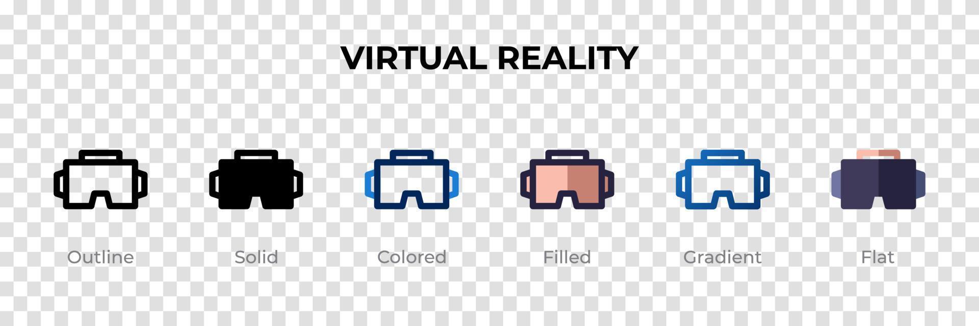 icono de realidad virtual en un estilo diferente. iconos vectoriales de realidad virtual diseñados en contorno, sólido, coloreado, relleno, degradado y estilo plano. símbolo, ilustración de logotipo. ilustración vectorial vector