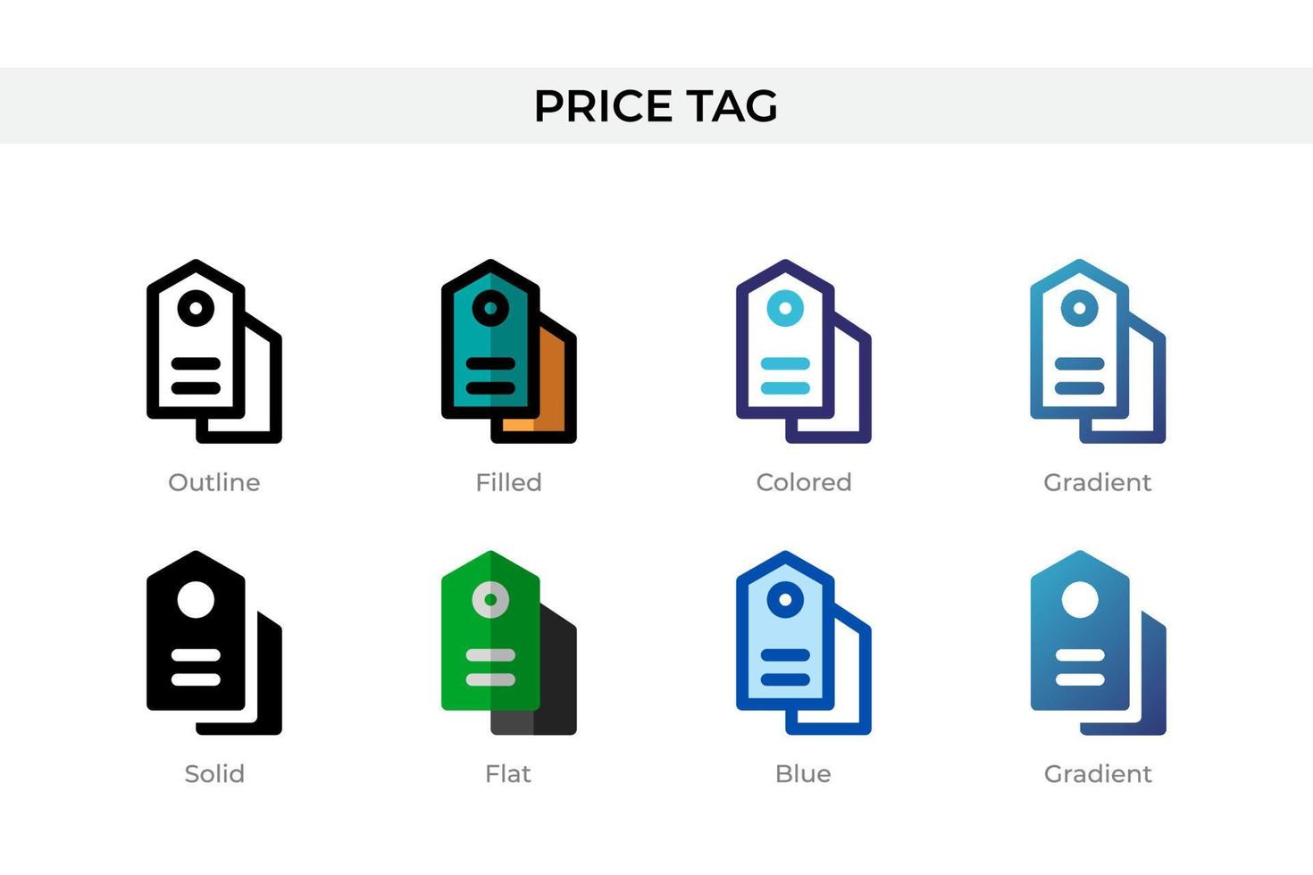 Price Tag icon in different style. Price Tag vector icons designed in outline, solid, colored, filled, gradient, and flat style. Symbol, logo illustration. Vector illustration