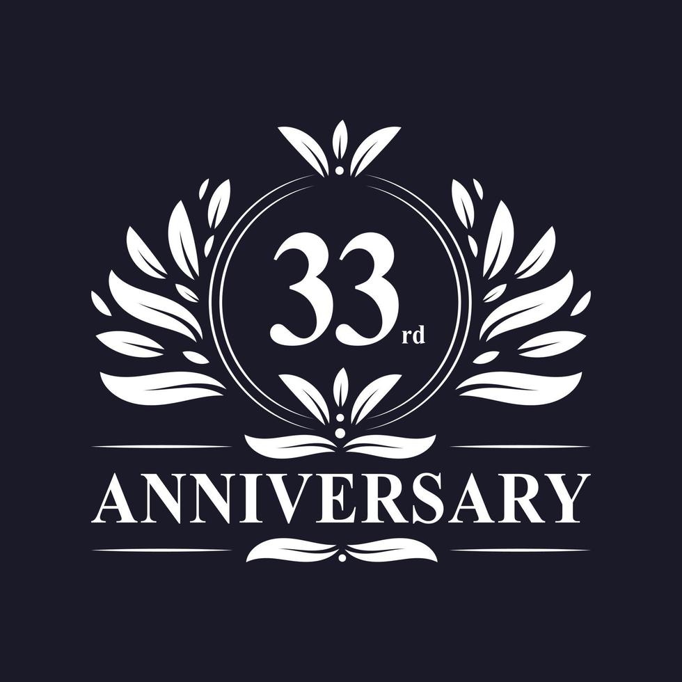 33 years Anniversary logo, luxurious 33rd Anniversary design celebration. vector